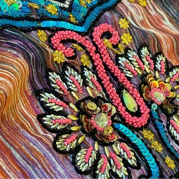 Lucky & Coco  Womens Size M Boho Beaded Colorful Statement Swim Coverup Tunic - Picture 8 of 9